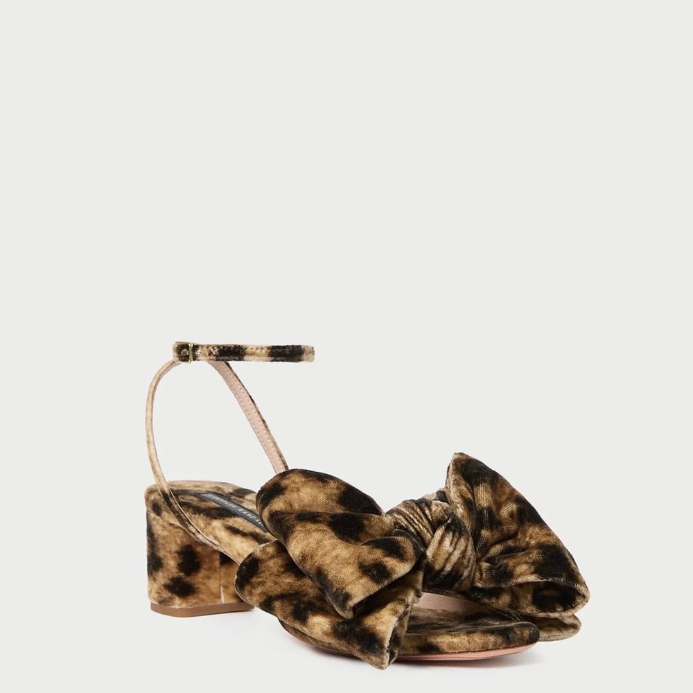 NEW LOEFFLER RANDALL CARMEN BOW SANDALS IN ANIMAL PRINT VELVET 6 - Picture 3 of 10
